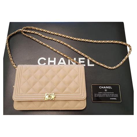 chanel wallet on chain beige